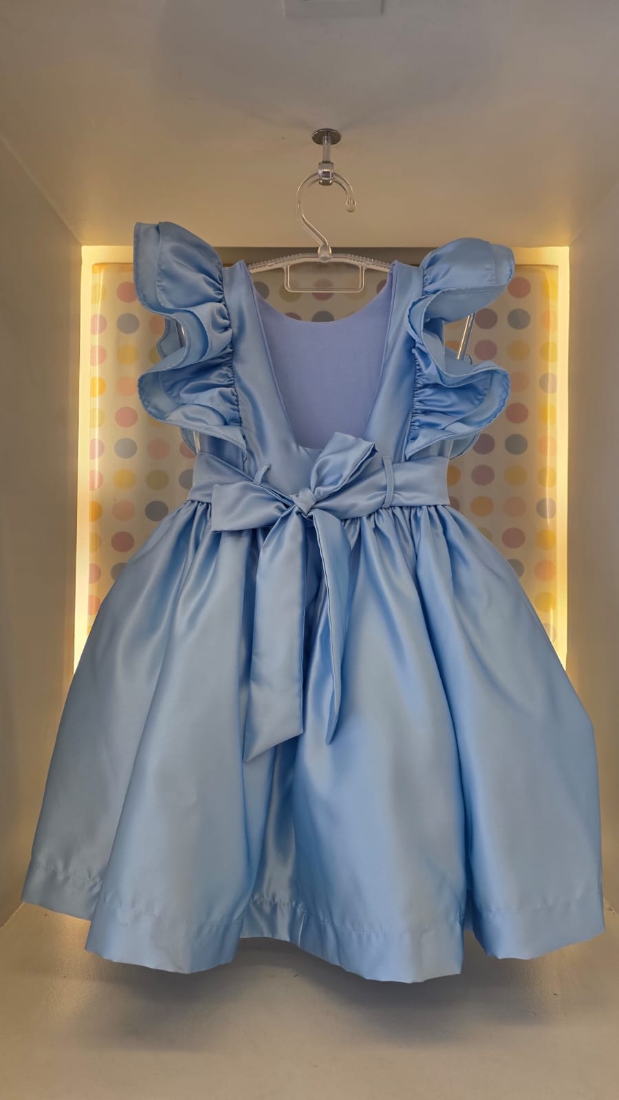 Vestido Infantil Azul Manga Babados Buá