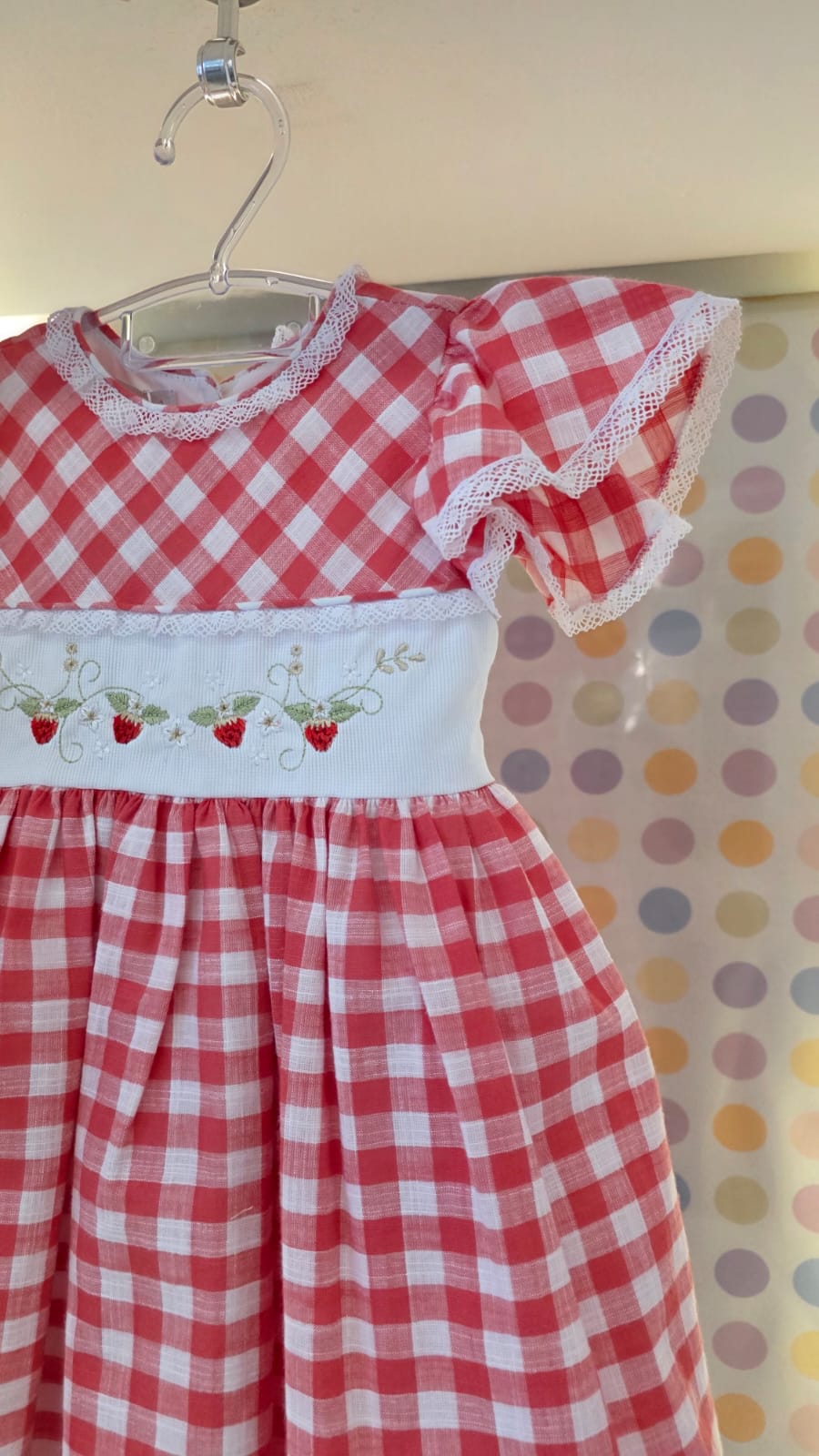 Vestido Bebê Xadrez Morango Buá
