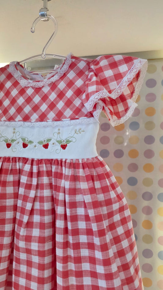 Vestido Bebê Xadrez Morango Buá