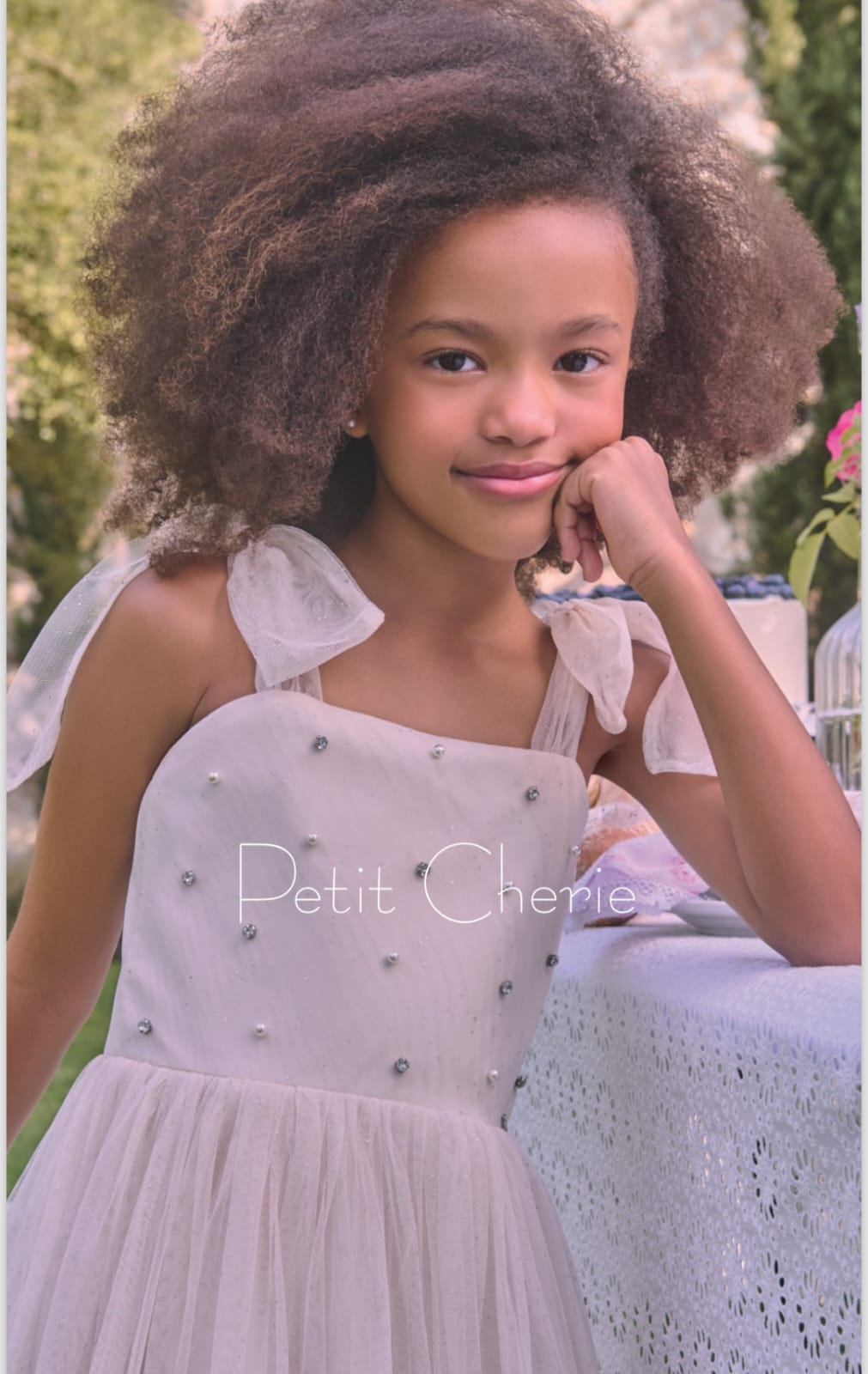 Vestido Bege Pérolas Petit Cherie