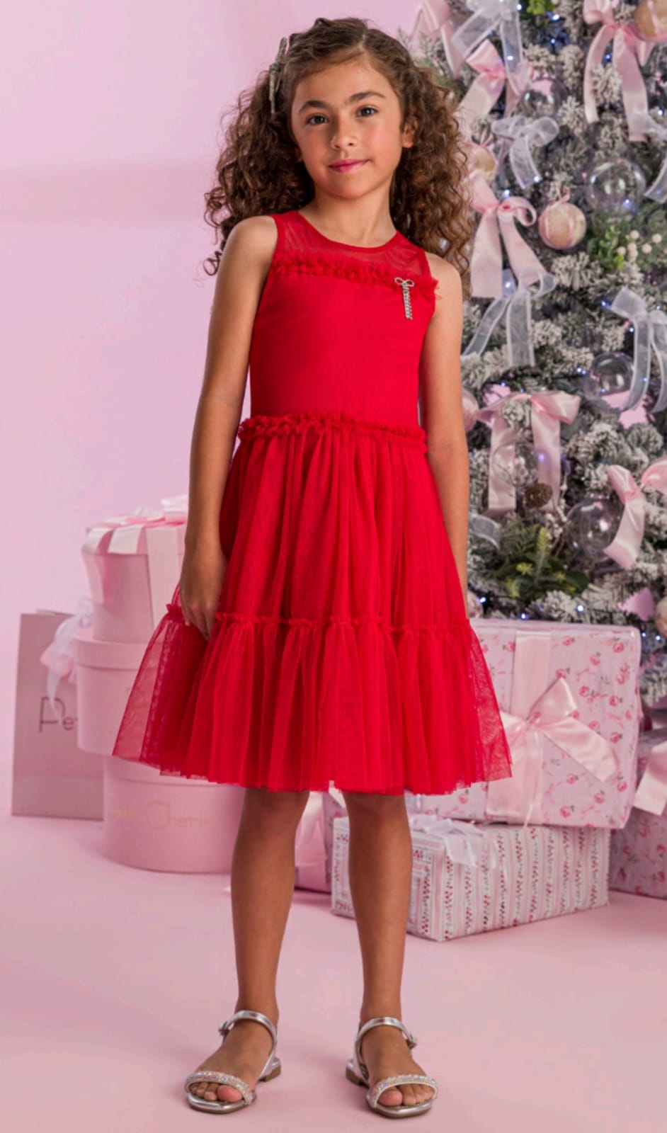 Vestido Infantil Vermelho Pingente Petit Cherie
