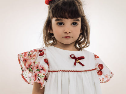 Vestido Infantil Branco Cerejas Buá