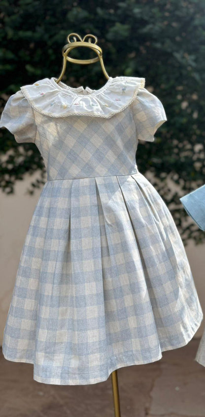 Vestido Infantil Xadrez Azul Buá