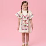 Vestido Infantil Creme Flores Mon Sucré