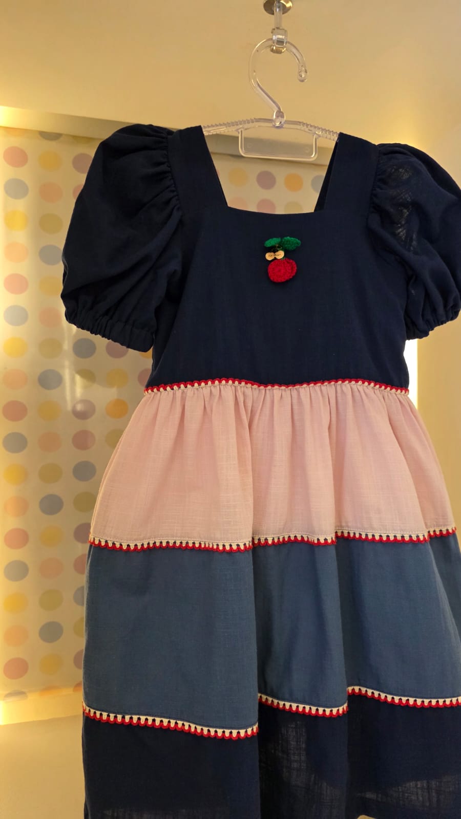 Vestido  Infantil Três Cores Cereja Buá