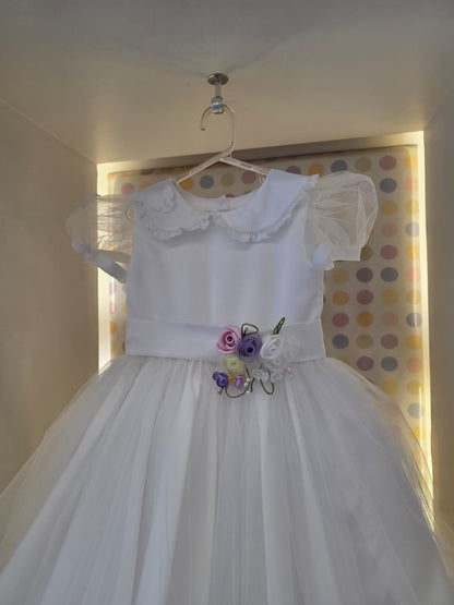 Vestido Infantil Festa Branco Borboletas Buá