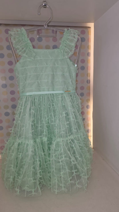 Vestido Infantil Menina Verde Laços Buá