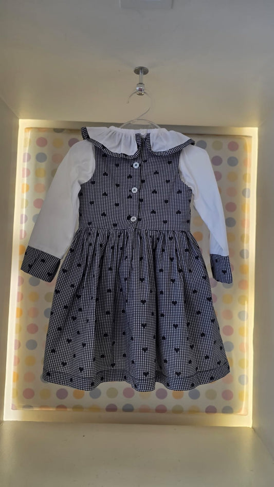 Vestido Bebê Corações Preto Buá