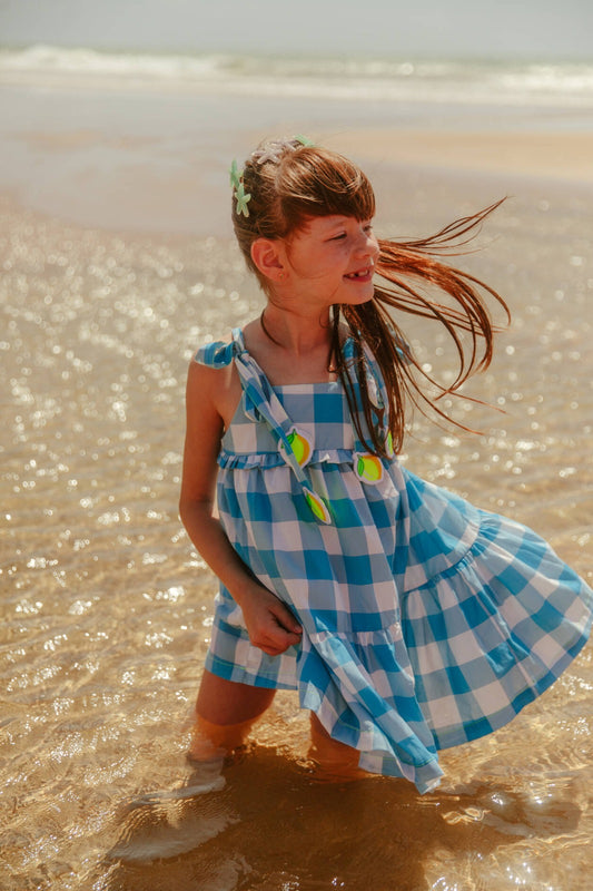 Vestido Infantil Praia Menina Xadrez Siri