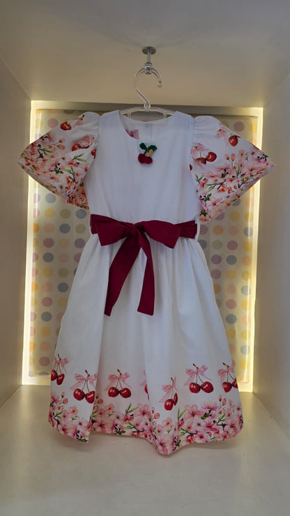 Vestido Infantil Cereja Barrado Buá