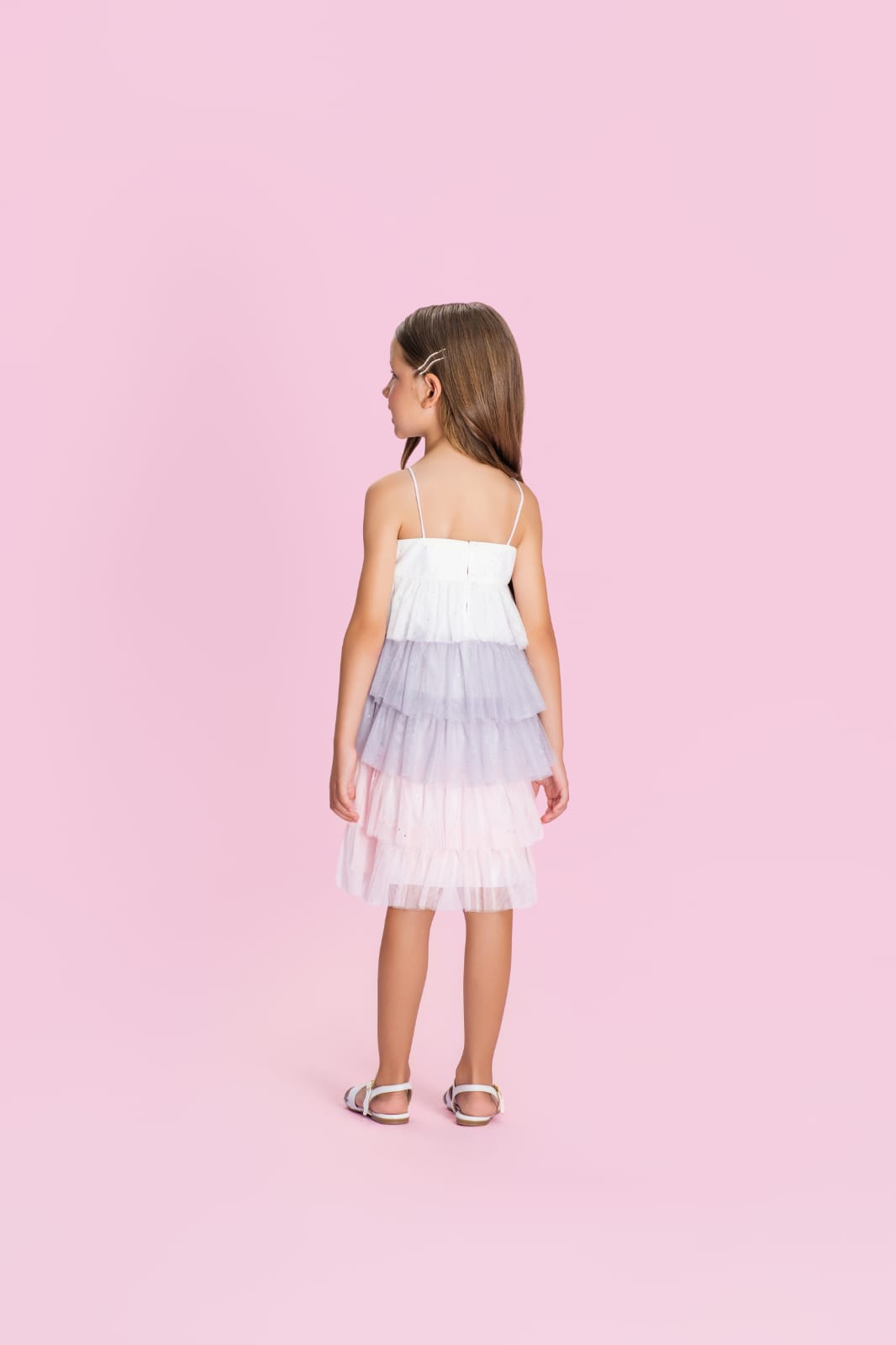 Vestido Infantil Tricolor Glitter Petit Cherie