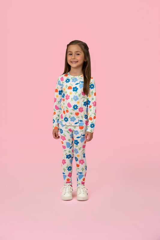 Conjunto Infantil Térmico Flores Azul Mon Sucré