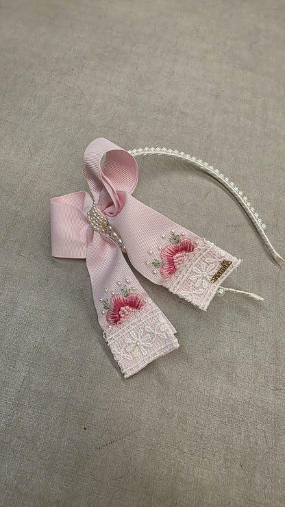 Tiara Infantil Rosa Bordada Buá