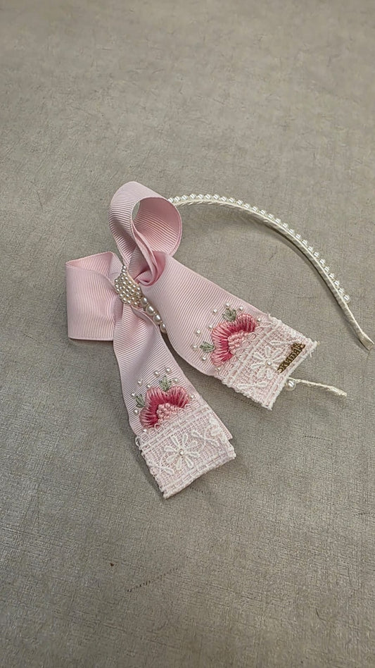 Tiara Infantil Rosa Bordada Buá