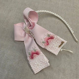 Tiara Infantil Rosa Bordada Buá