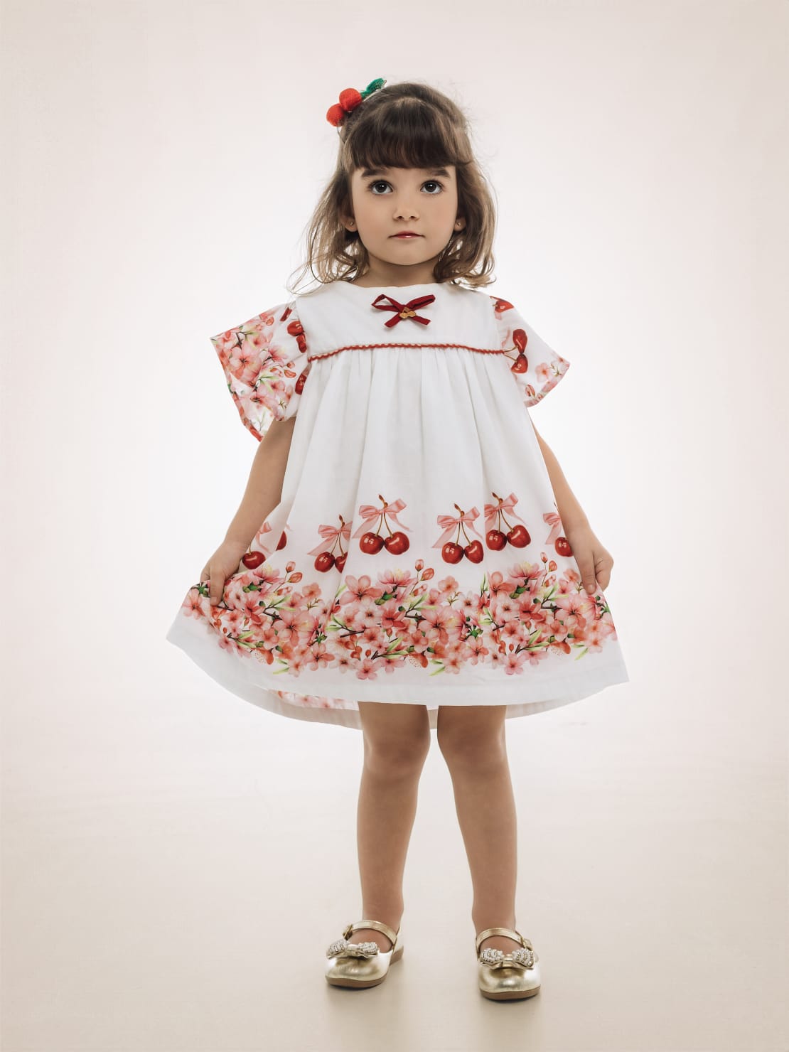 Vestido Infantil Branco Cerejas Buá