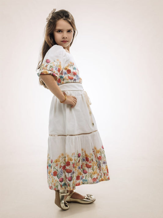 Conjunto Infantil Tricoline Flores Buá