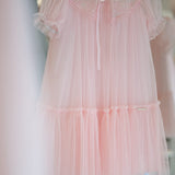 Vestido Infantil Tule Gola Bordada Buá