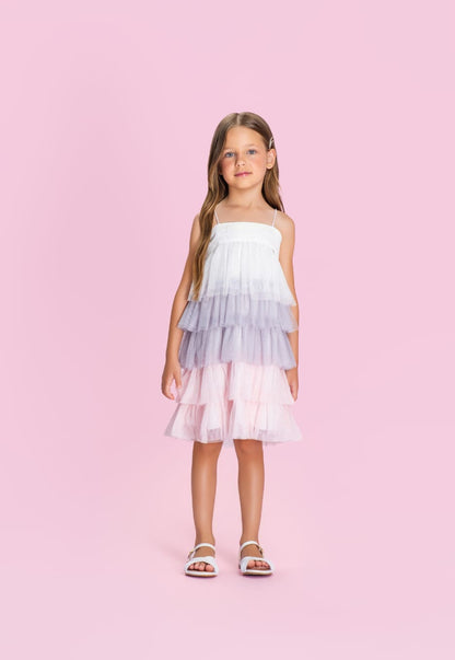 Vestido Infantil Tricolor Glitter Petit Cherie