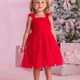 Vestido Vermelho Tule Glitter Petit Cherie