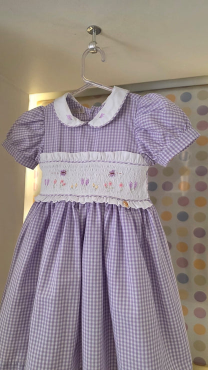 Vestido Infantil Xadrez Lilás Buá