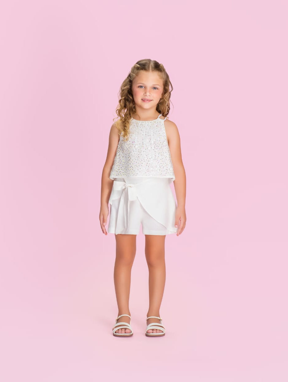 Conjunto Infantil Off Paetê Petit Cherie