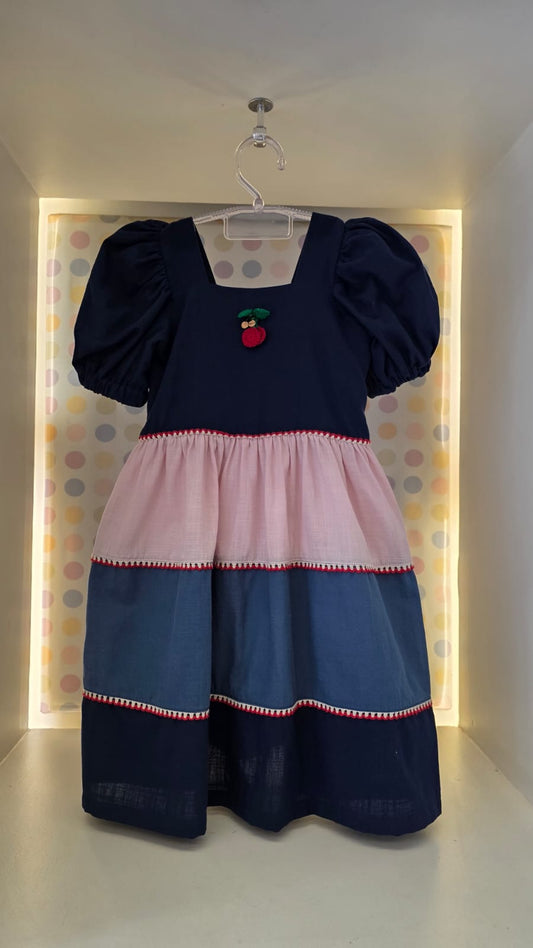 Vestido  Infantil Três Cores Cereja Buá