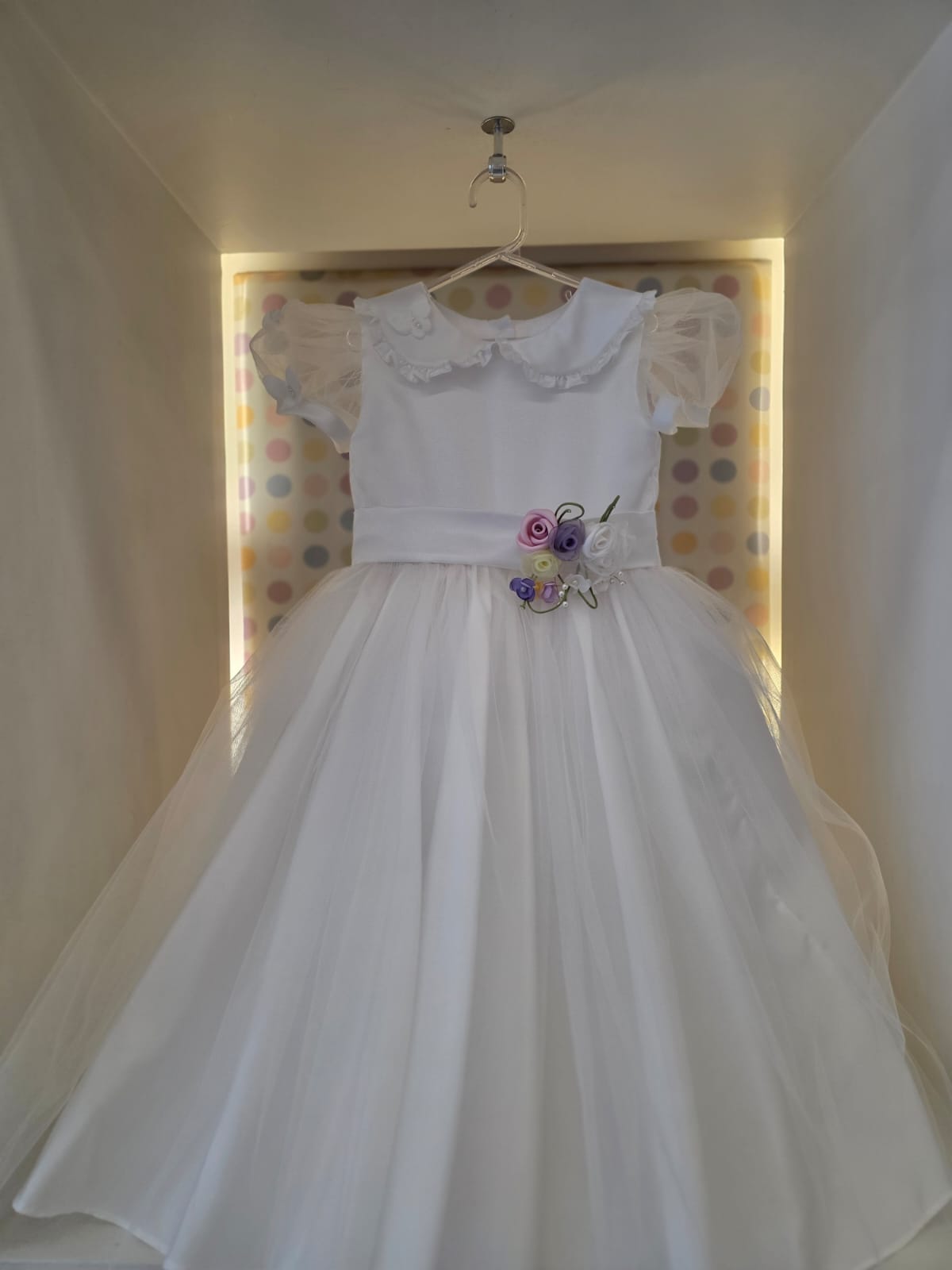 Vestido Infantil Festa Branco Borboletas Buá