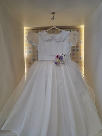 Vestido Infantil Festa Branco Borboletas Buá