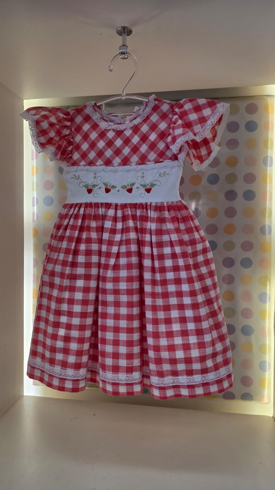 Vestido Bebê Xadrez Morango Buá