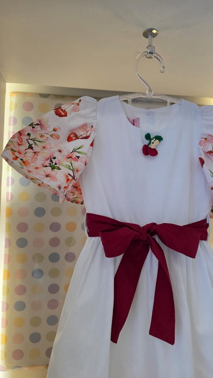Vestido Infantil Cereja Barrado Buá