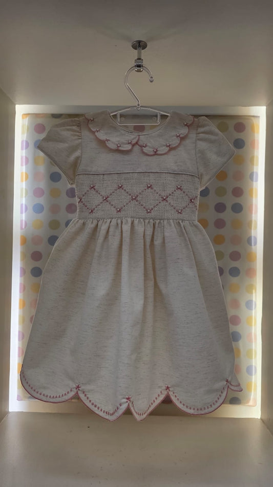 Vestido Bebê Festonê Bege Buá