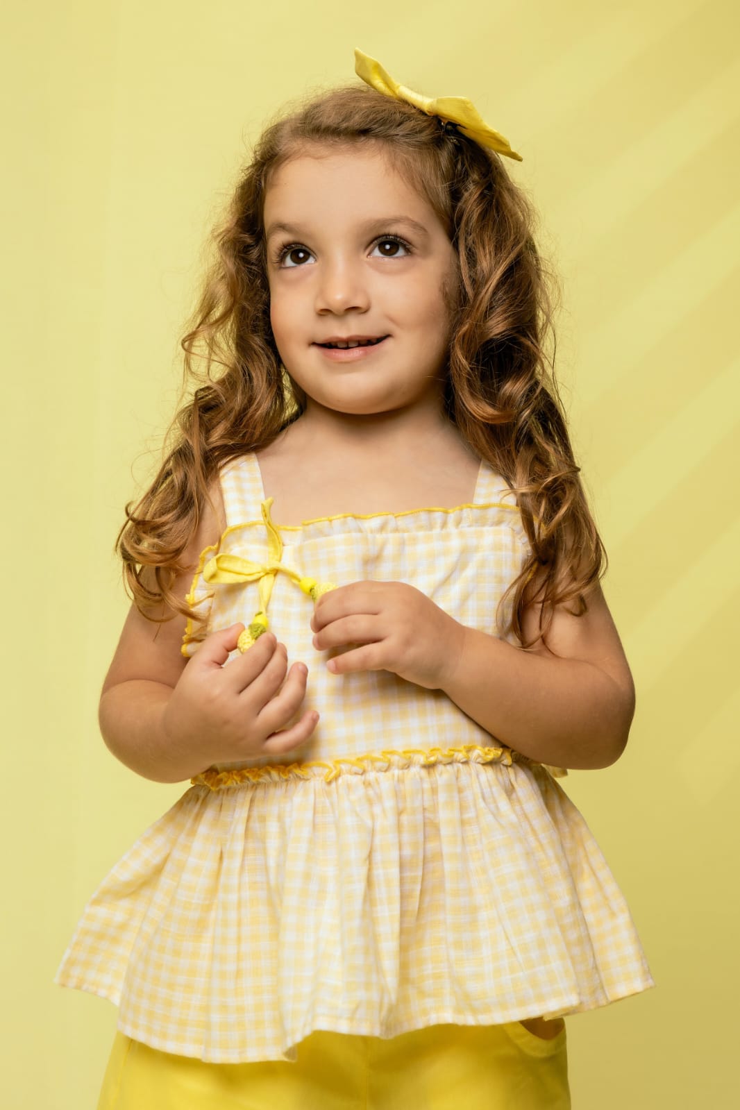 Conjunto Infantil Xadrez Amarelo Buá