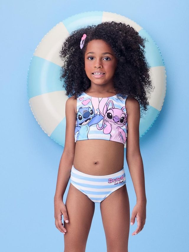 Biquíni Infantil Listrado Stitch e Angel Momi