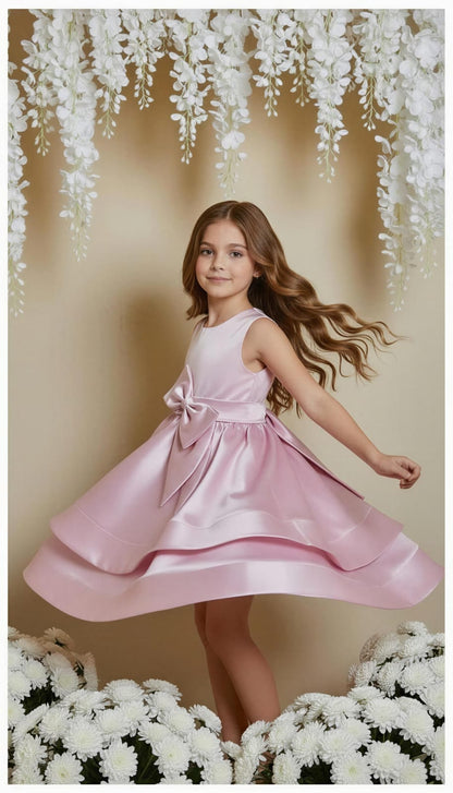 Vestido Infantil Saia Dupla Rosa Buá