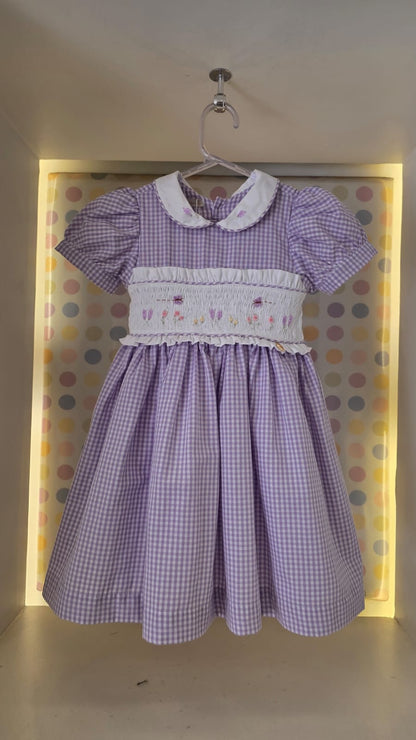 Vestido Infantil Xadrez Lilás Buá