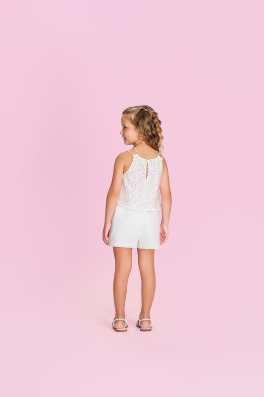Conjunto Infantil Off Paetê Petit Cherie