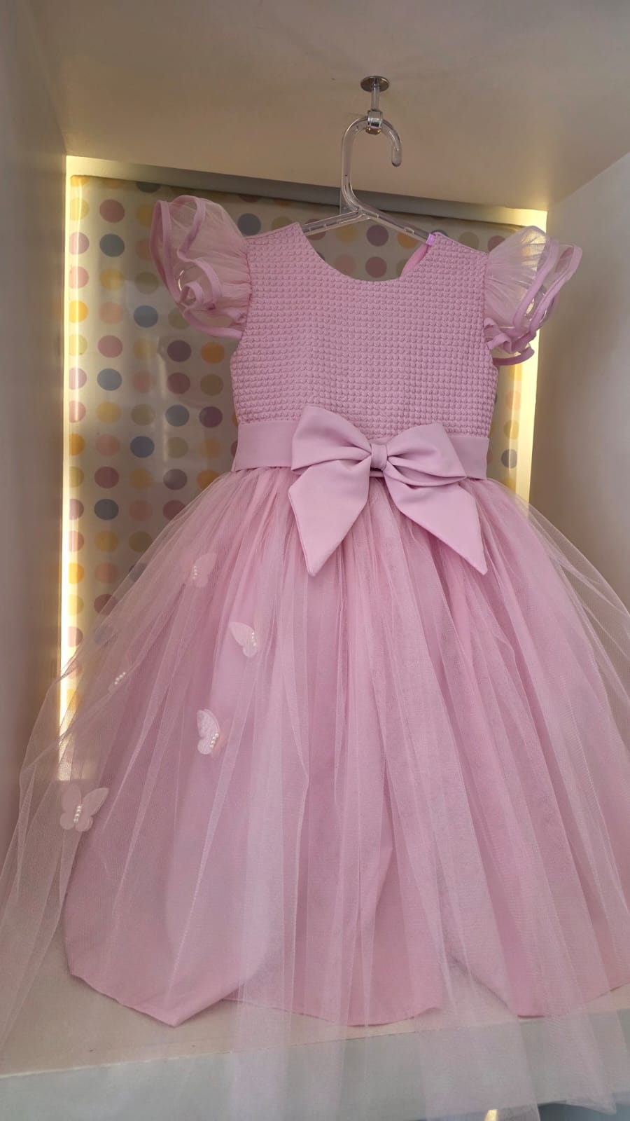 Vestido Infantil Rosa Corpo Bordado Buá