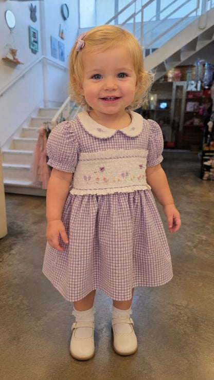 Vestido Infantil Xadrez Lilás Buá