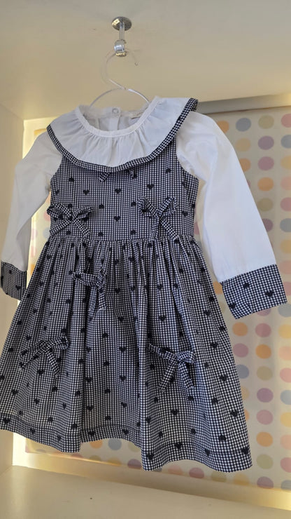 Vestido Bebê Corações Preto Buá