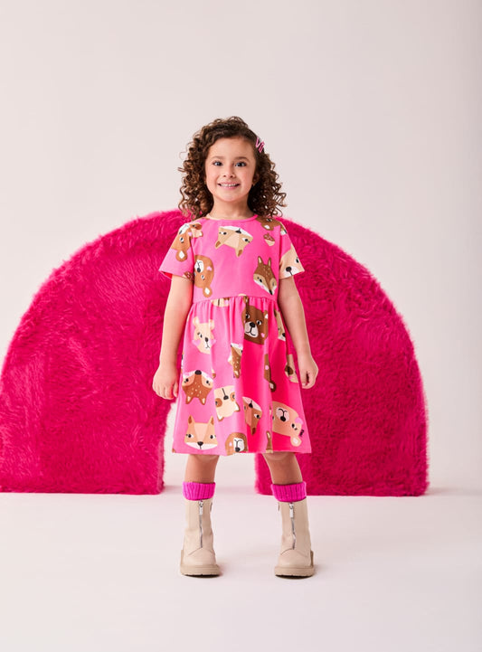 Vestido Infantil Pink Bichinhos Bimbi