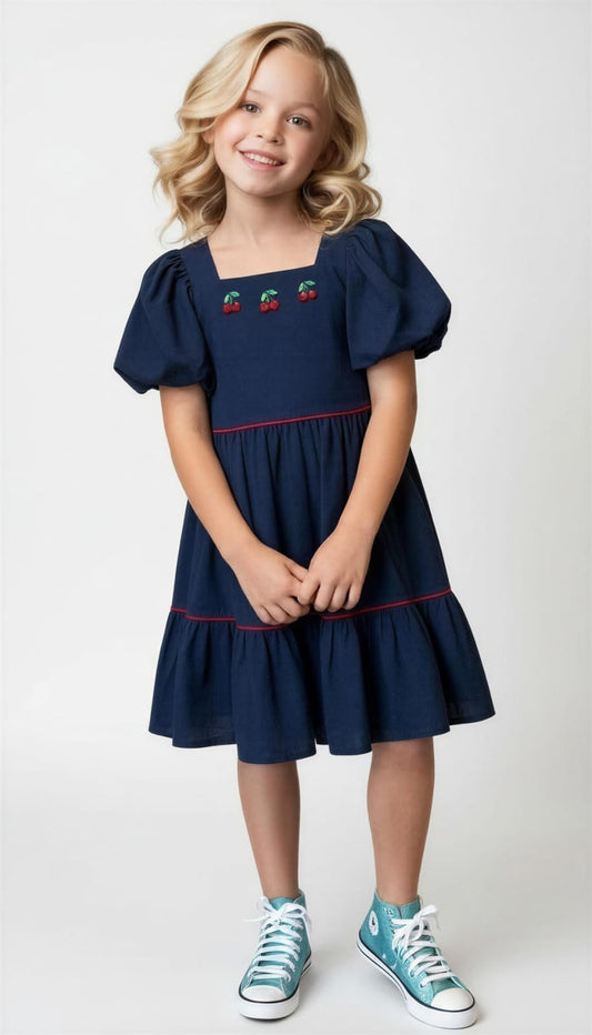 Vestido Infantil Marinho Cereja Buá