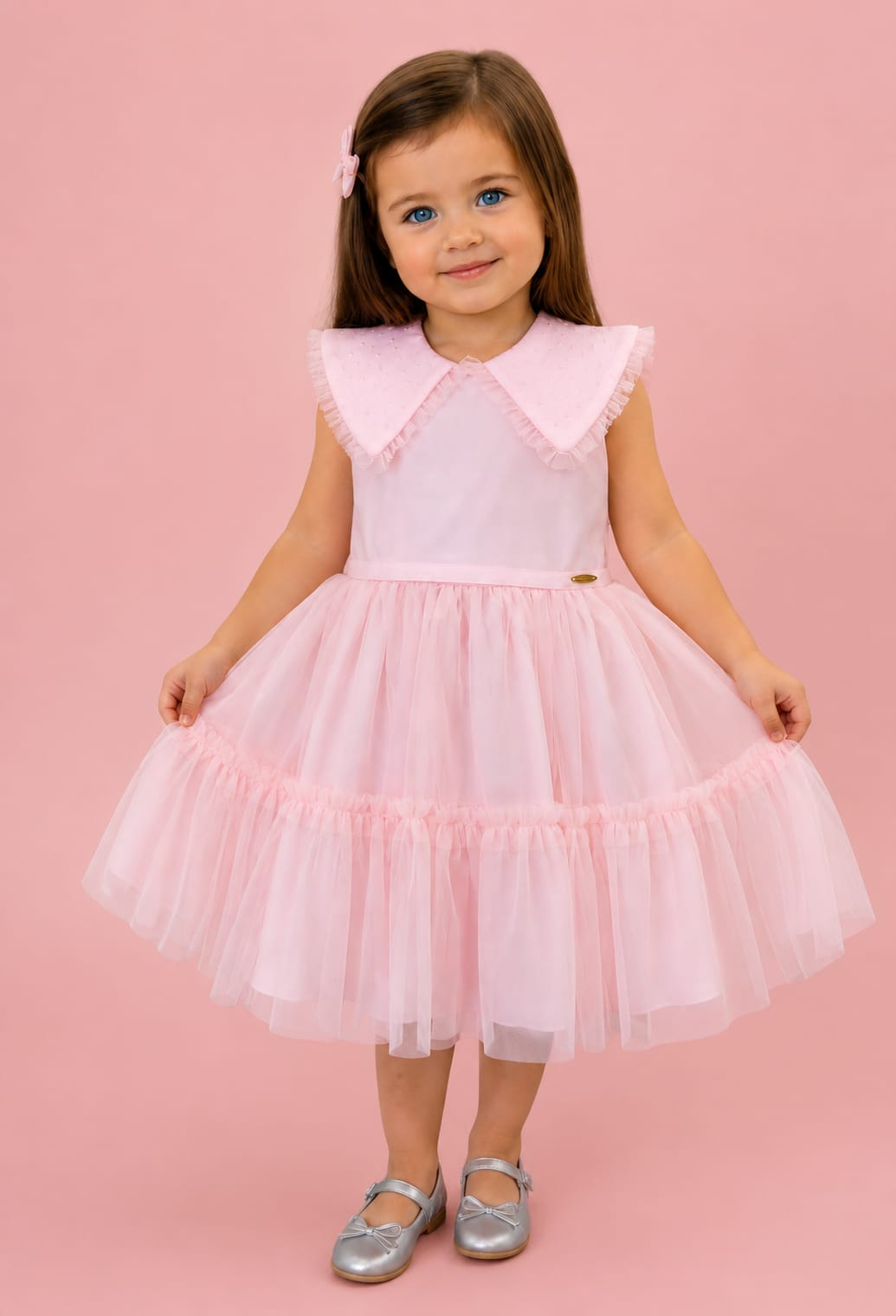 Vestido Infantil Gola Strass Buá