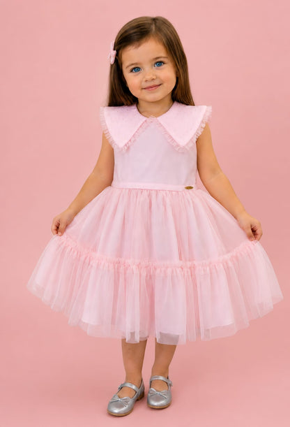 Vestido Infantil Gola Strass Buá