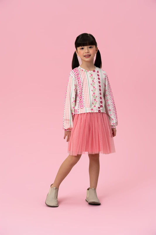 Vestido Infantil Plush Flores Mon Sucré