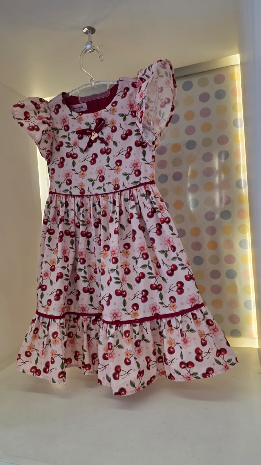 Vestido Infantil Rosa Cerejas Buá