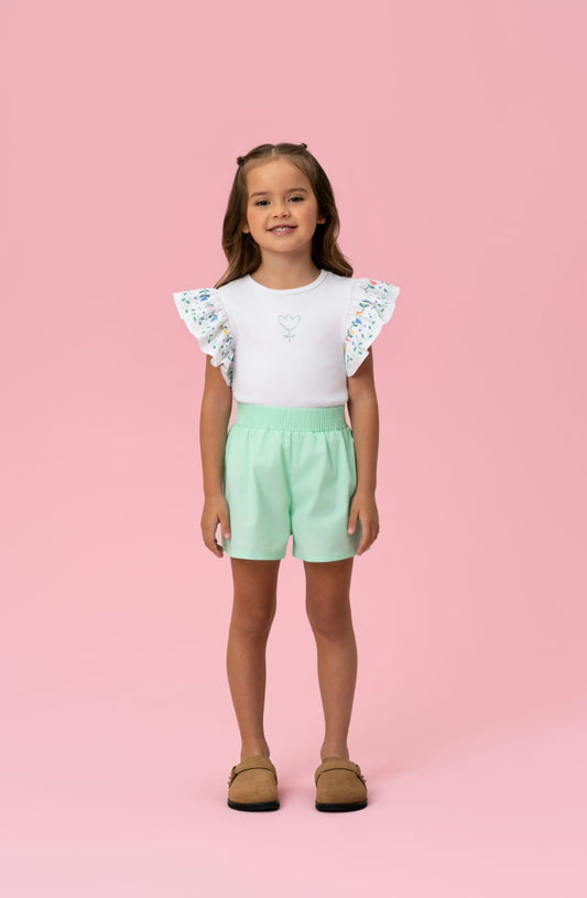 Conjunto Infantil Short Verde Água