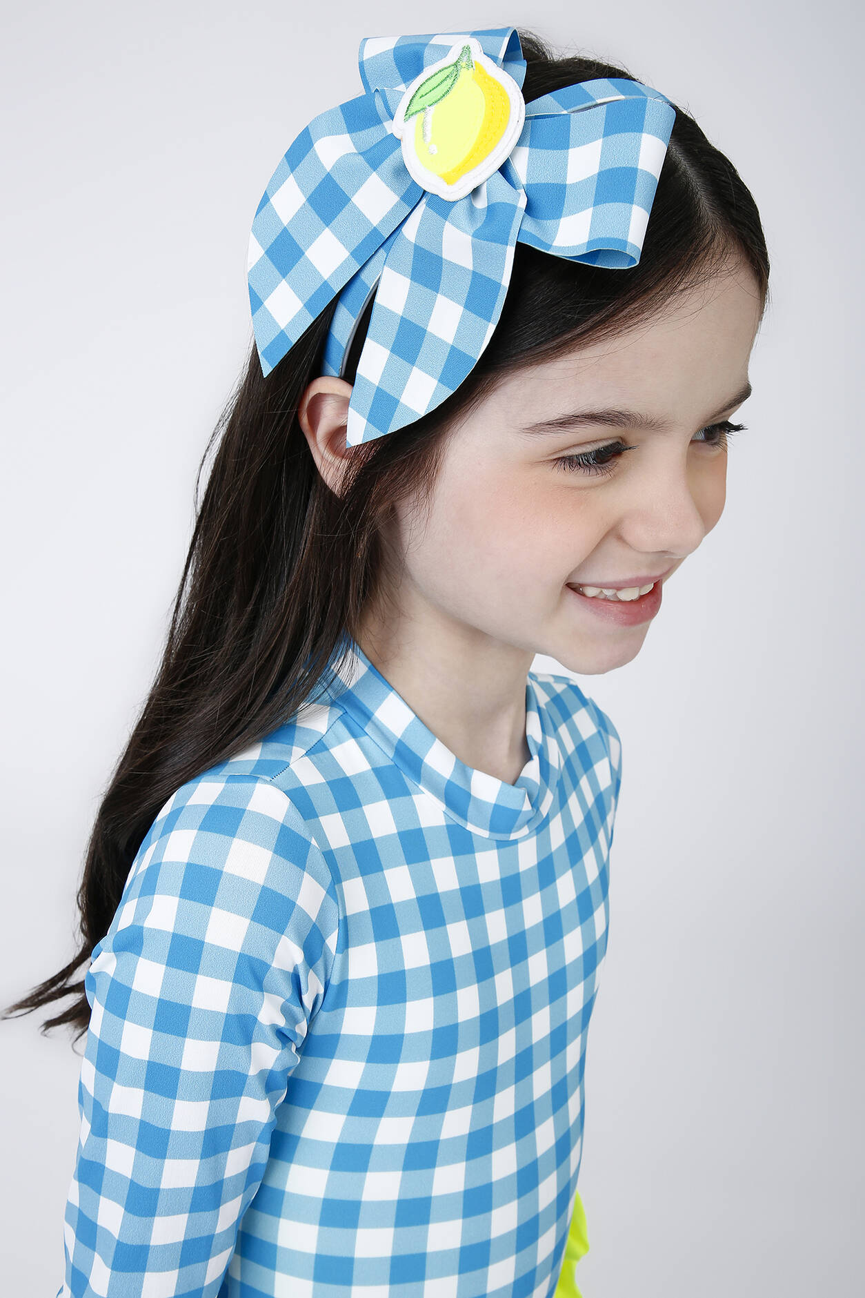 Laço Infantil Bia Vichy Limão Siri