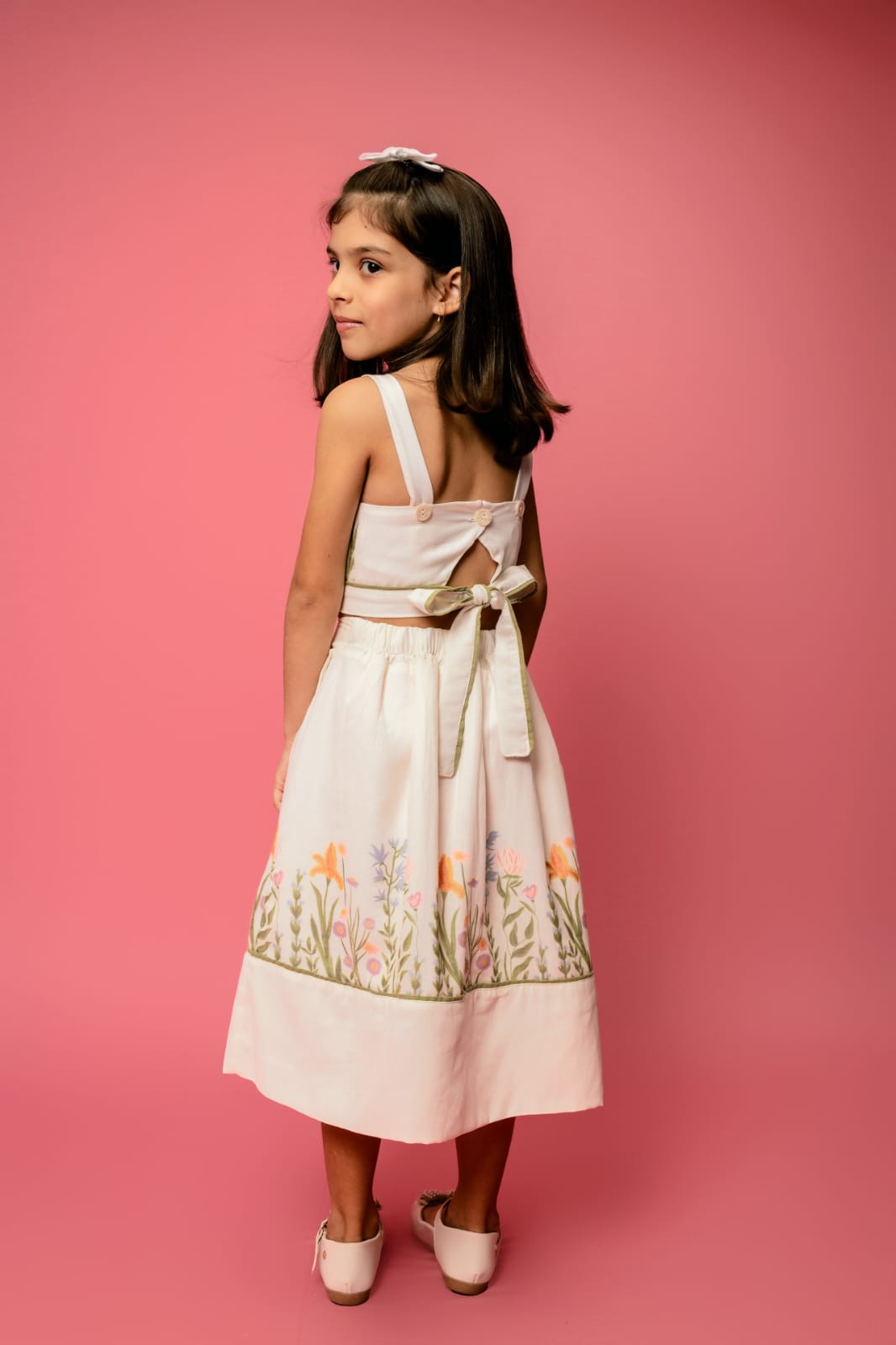 Conjunto Infantil Branco Flores Buá