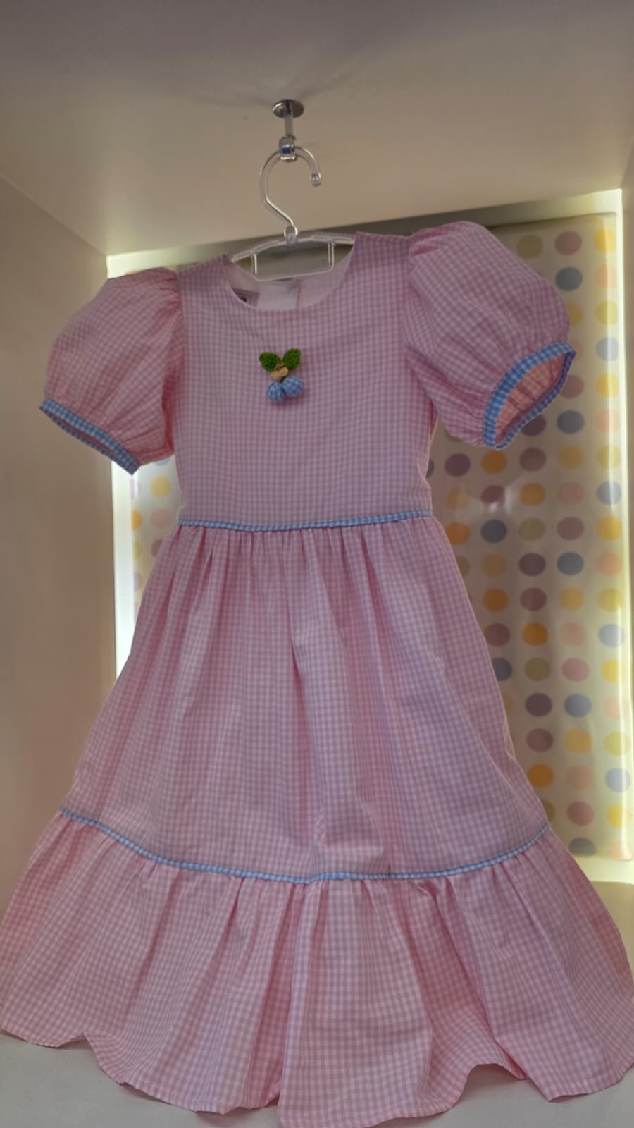Vestido Infantil Xadrez Rosa Buá